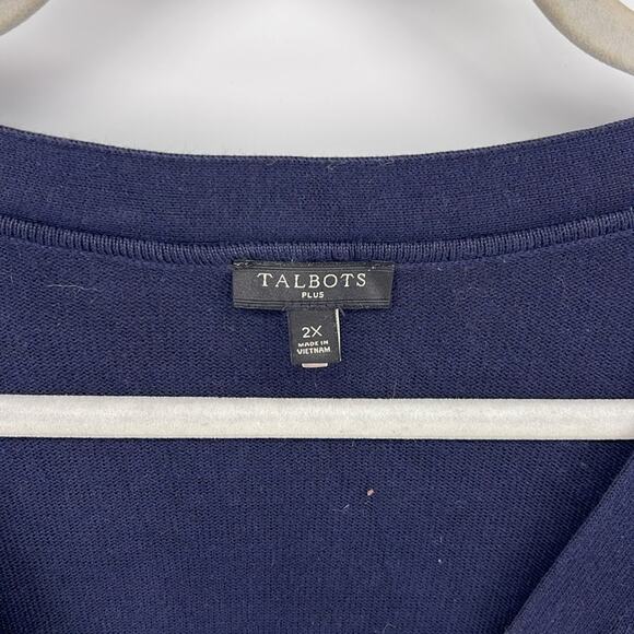 Talbots cotton blend V-neck button up knit sweater cardigan sz 2X - Picture 5 of 6